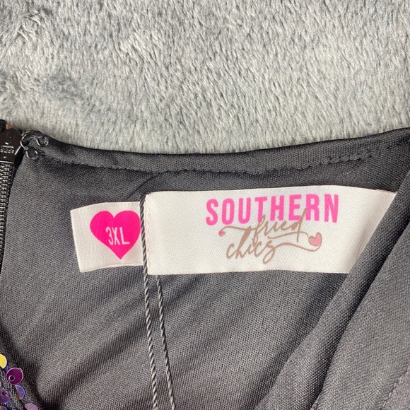 Southern Fried Chics Womens 3XL Mini Dress Sequin Nashville Midnights Vibe - Picture 3 of 7